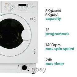 ElectriQ 8kg Wash 6kg Dry 1400rpm Integrated Washer Dryer White EIQINTWD148