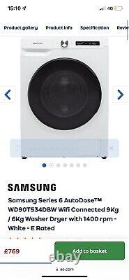 Samsung Auto Dose WD90T534DBW 9KG Lave-linge séchant blanc PV conseillé £769